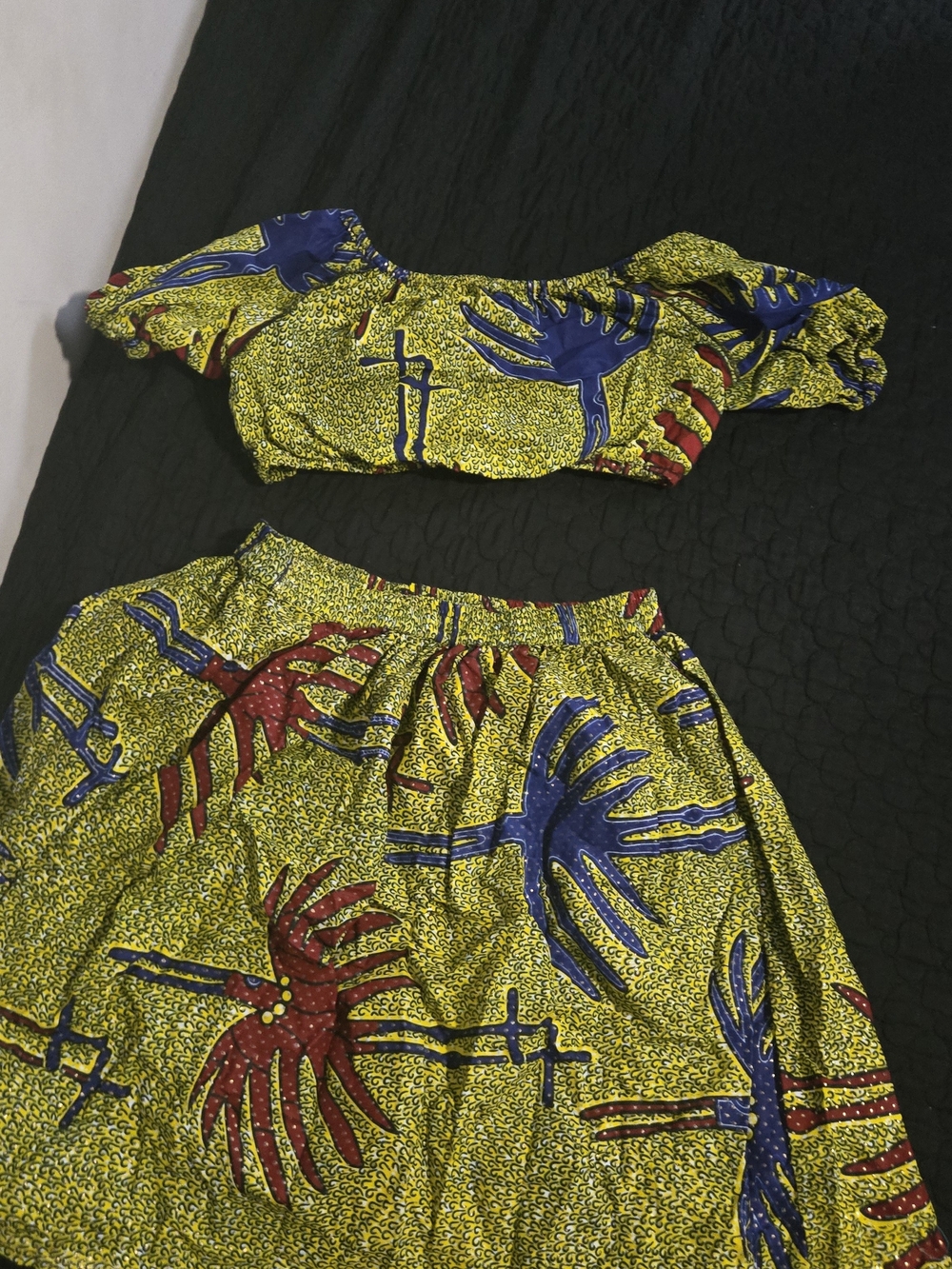 Yellow Printed Off-Shoulder Crop Top — Vibrant Summer Print